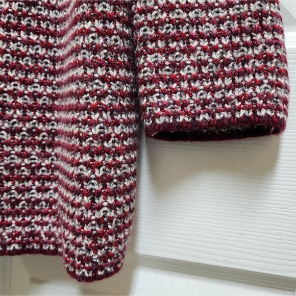 Talbots Sweater Womens L Red Gray Angora Blend Knit Button Cardigan Chunky Soft - Picture 6 of 8